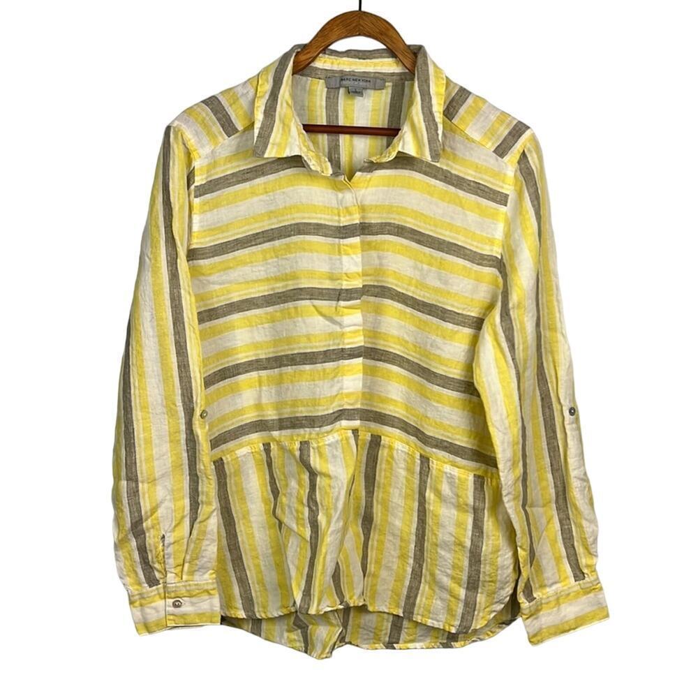 Andrew Marc / Marc New York 100% linen striped summer top size large